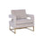 Golden Framed Grey Velvet Accent Chair with Sloped Armrests