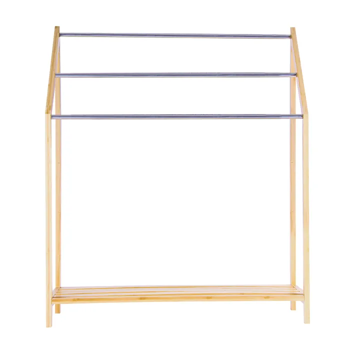 Elegant Bamboo & Metal 3-Tier Towel Rack