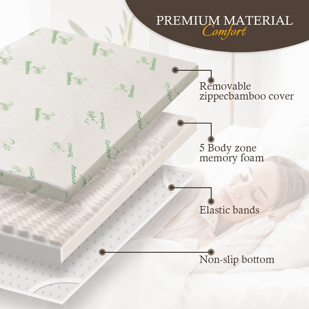 Premium Bamboo Memory Foam Mattress Topper