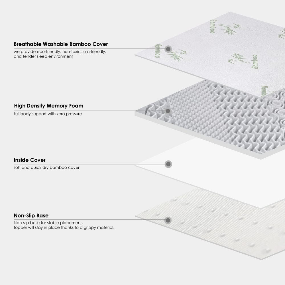 6cm Bamboo-Infused Memory Foam Mattress Topper