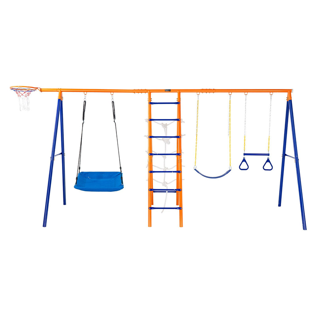 VEVOR 6-in-1 Metal Swing Set for Children