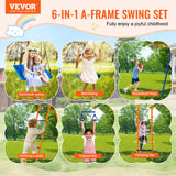 VEVOR 6-in-1 Metal Swing Set for Children