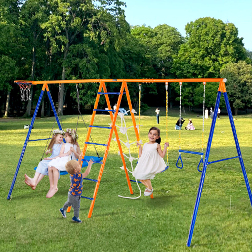 VEVOR 6-in-1 Metal Swing Set for Children