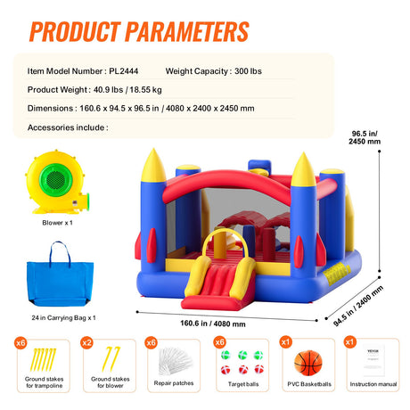 VEVOR Inflatable Bounce House with Slide