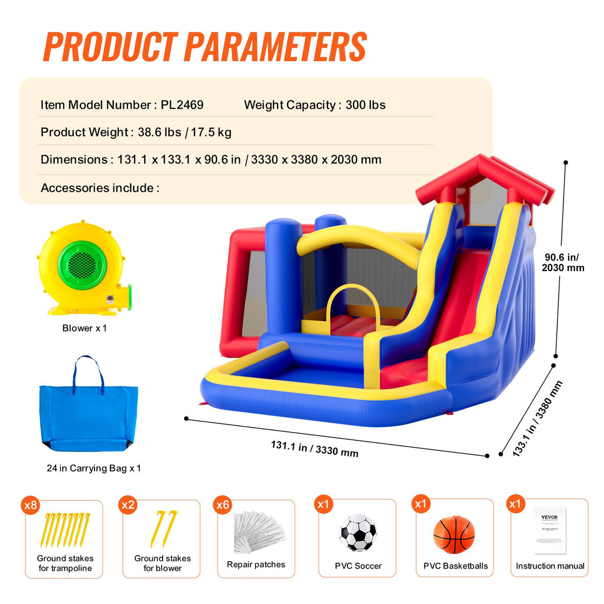 VEVOR Inflatable Bounce House with Slide