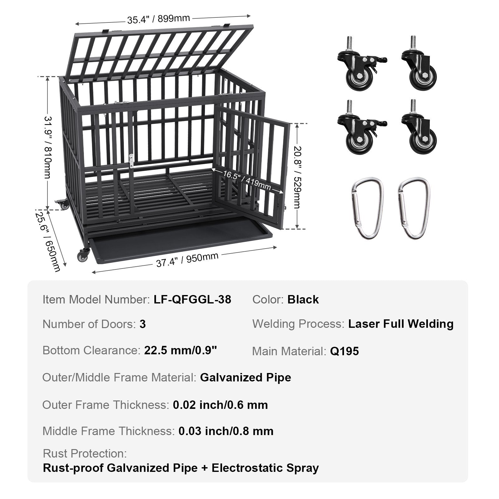 Heavy Duty 38 in Metal Dog Crate