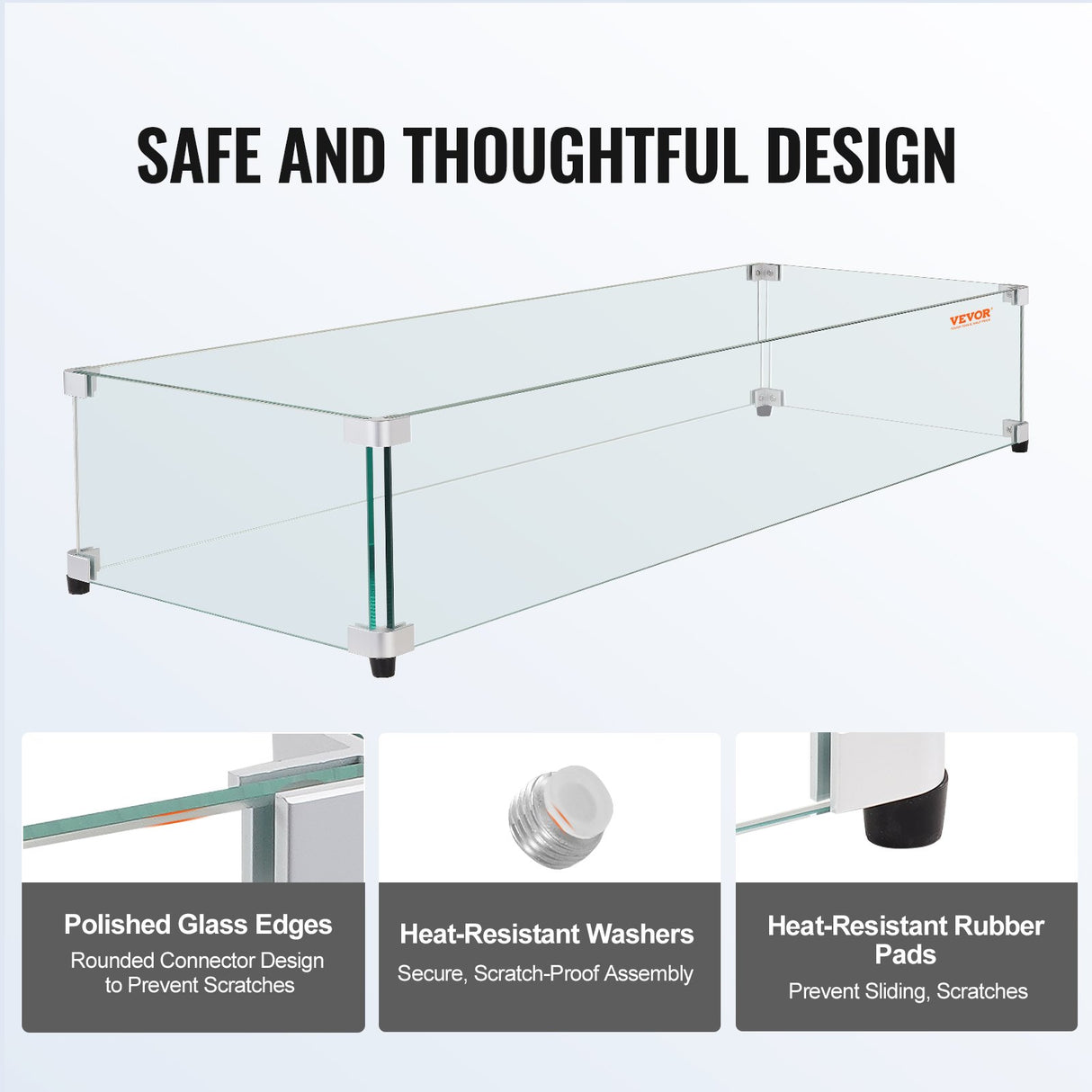 Tempered Glass Wind Guard for Fire Pits