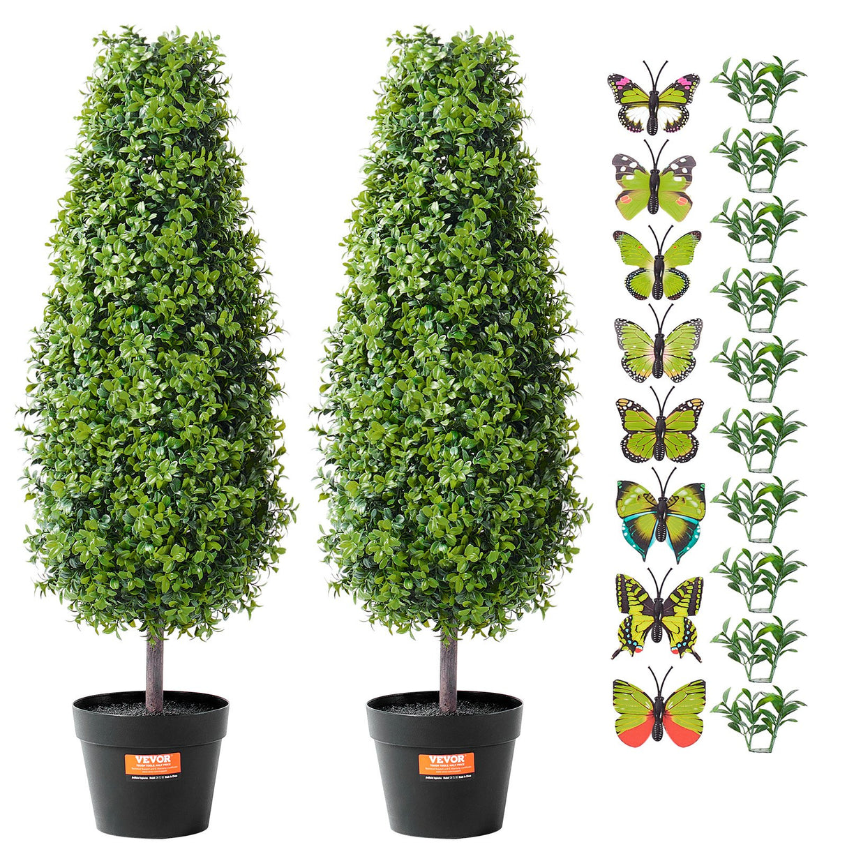 VEVOR 2 Pack 91.4cm Artificial Boxwood Topiary Tree Faux Plant UV Decor In/Outdoor
