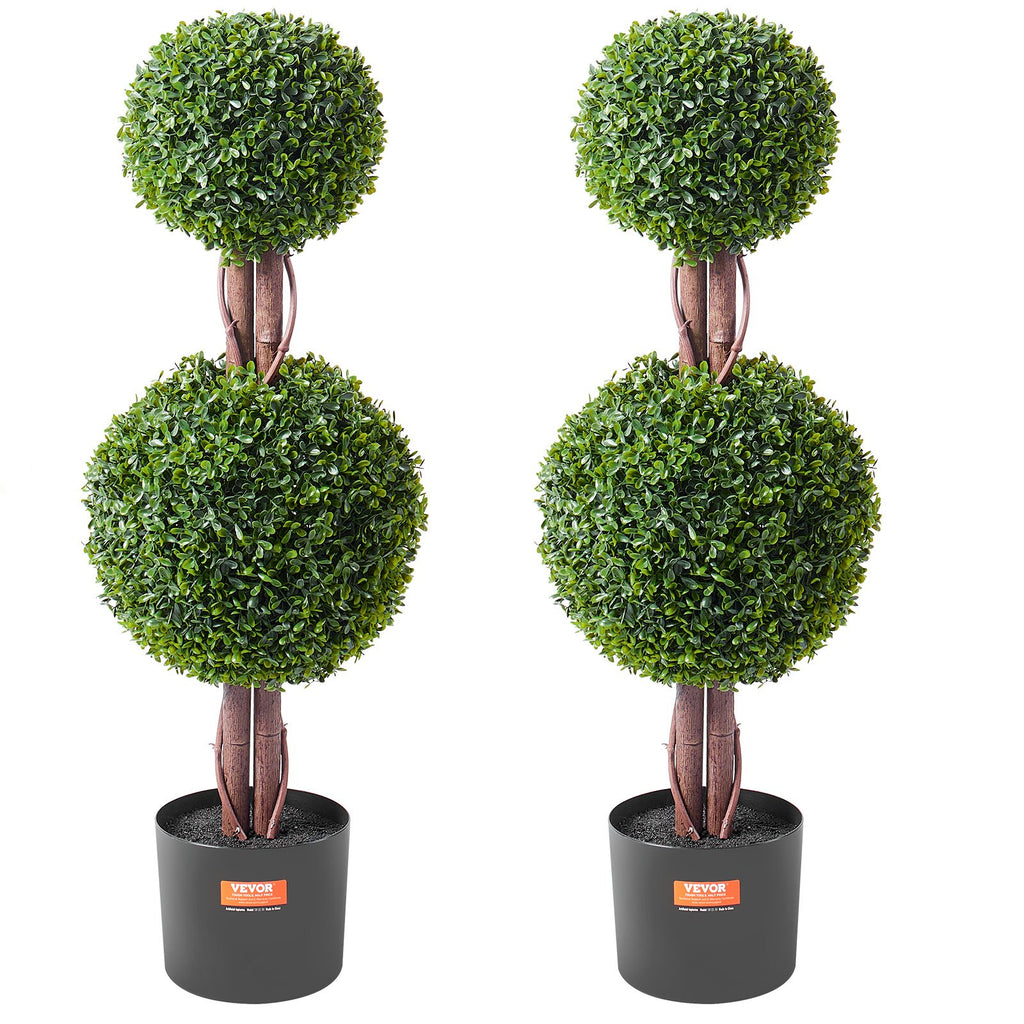 VEVOR 2 Pack 91.4cm Artificial Boxwood Topiary Tree Faux Plant UV Decor In/Outdoor