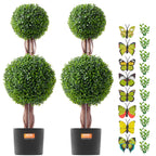 VEVOR 2 Pack 91.4cm Artificial Boxwood Topiary Tree Faux Plant UV Decor In/Outdoor