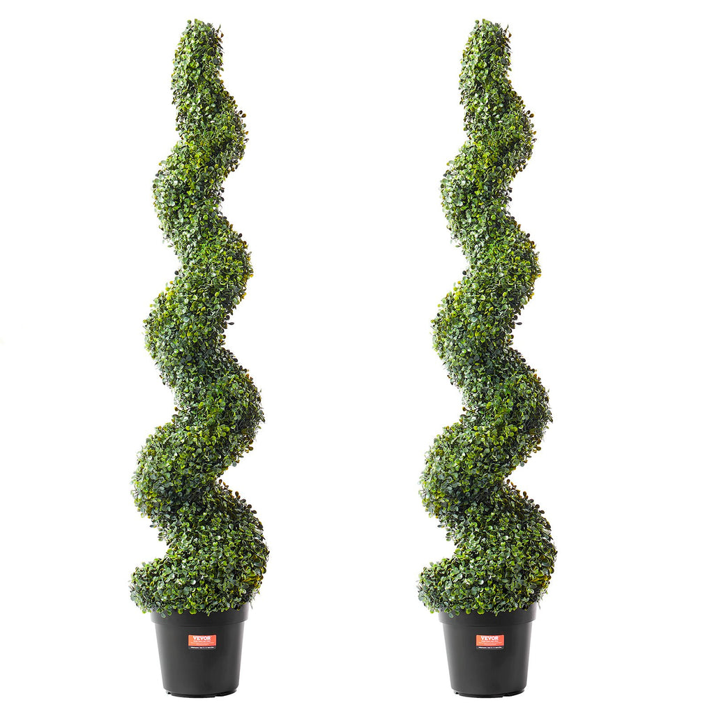 VEVOR 2 Pack 152.4cm Artificial Boxwood Topiary Tree Faux Plant UV Decor In/Outdoor