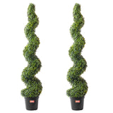 VEVOR 2 Pack 152.4cm Artificial Boxwood Topiary Tree Faux Plant UV Decor In/Outdoor