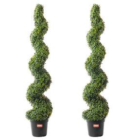 VEVOR 2 Pack 152.4cm Artificial Boxwood Topiary Tree Faux Plant UV Decor In/Outdoor