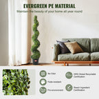 VEVOR 2 Pack 152.4cm Artificial Boxwood Topiary Tree Faux Plant UV Decor In/Outdoor