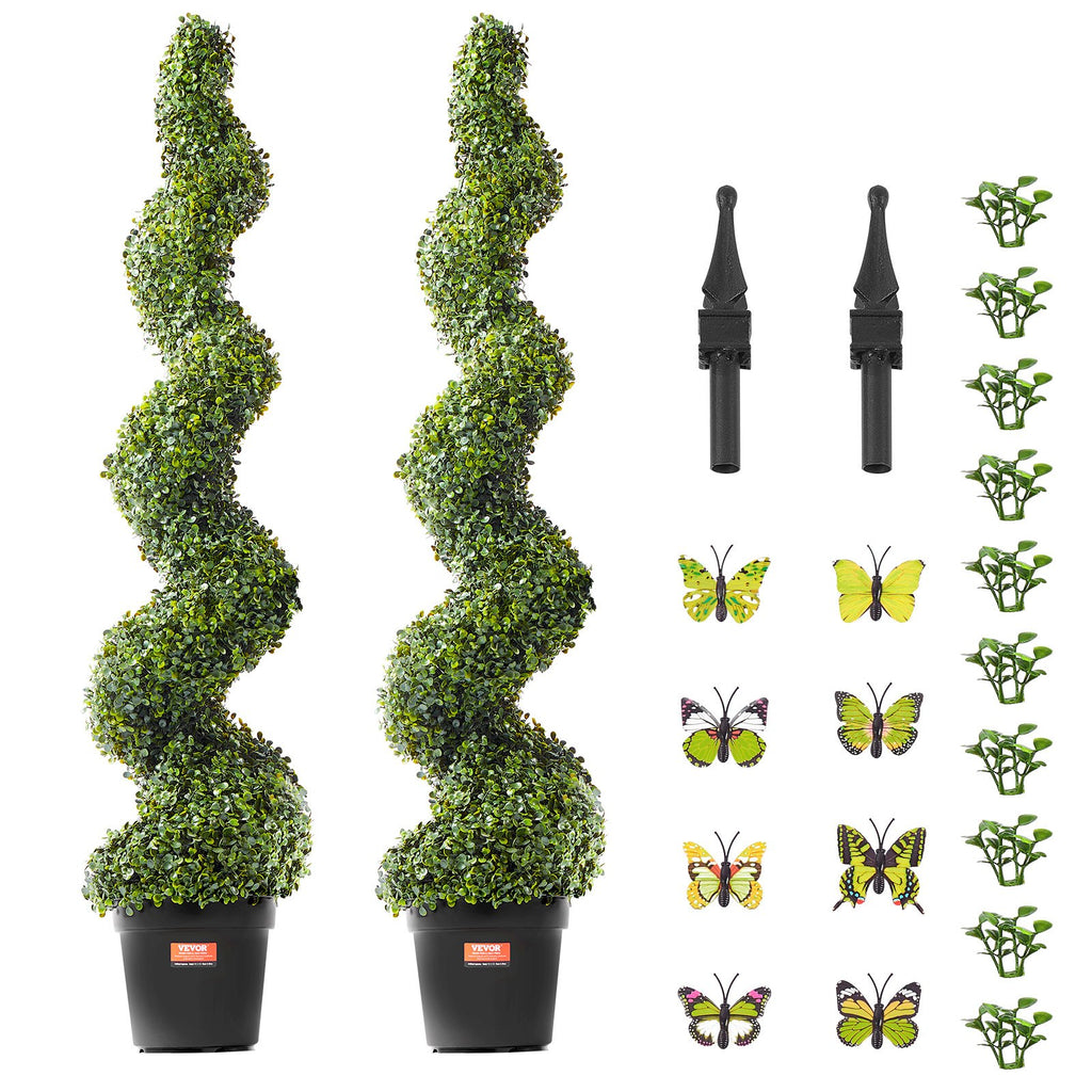 VEVOR 2 Pack 152.4cm Artificial Boxwood Topiary Tree Faux Plant UV Decor In/Outdoor