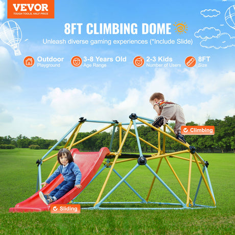 VEVOR 8FT Geometric Climbing Dome with Slide