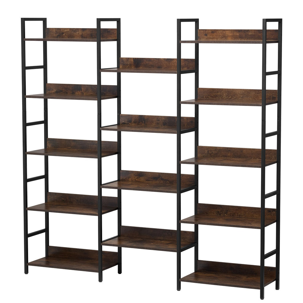 VEVOR Rustic 14-Tier Metal Bookshelf