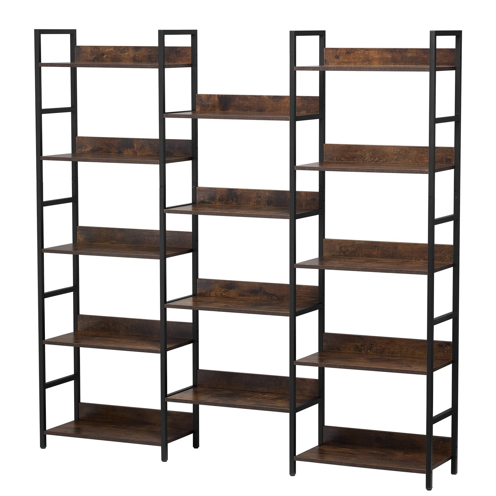 VEVOR Rustic 14-Tier Metal Bookshelf