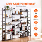 VEVOR Rustic 14-Tier Metal Bookshelf
