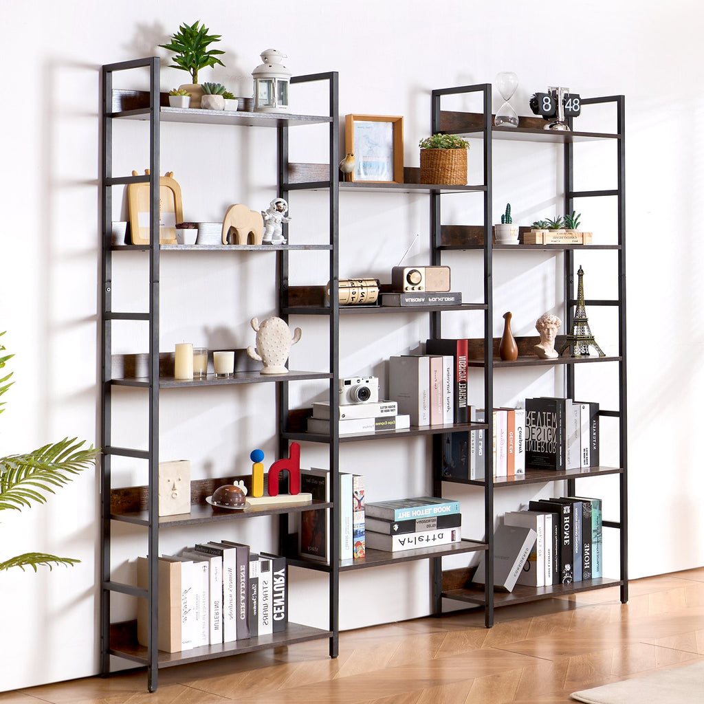 VEVOR Rustic 14-Tier Metal Bookshelf