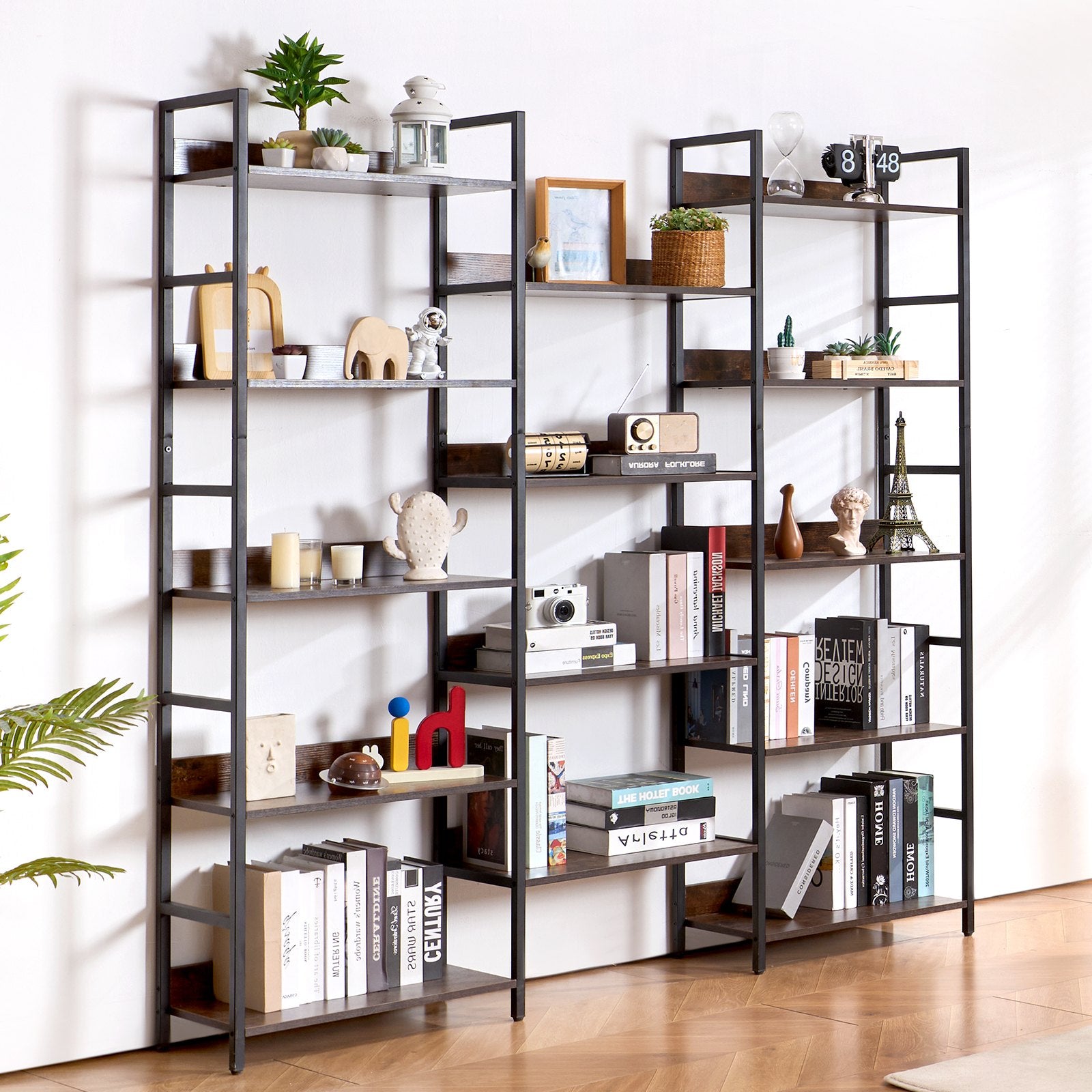 VEVOR Rustic 14-Tier Metal Bookshelf