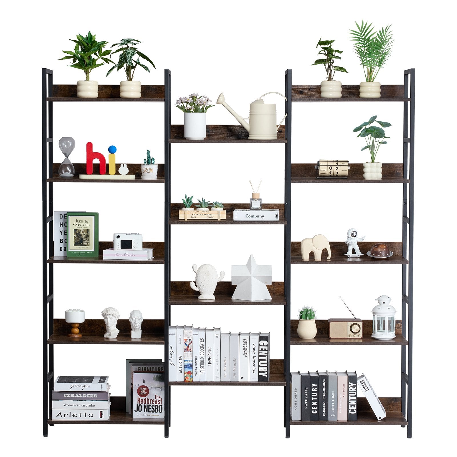 VEVOR Rustic 14-Tier Metal Bookshelf