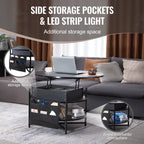 VEVOR Adjustable Lift Top Black Coffee Table