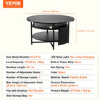 VEVOR Adjustable Lift Top Black Coffee Table