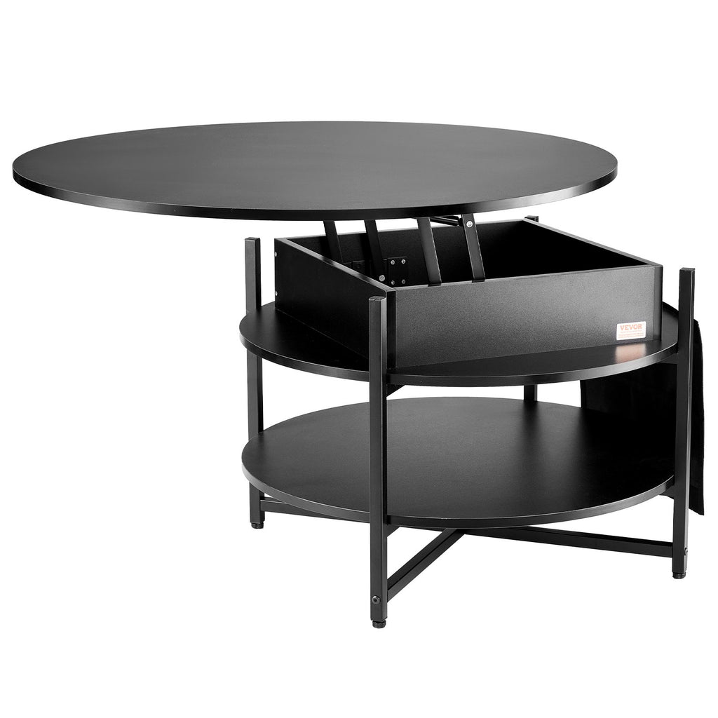VEVOR Adjustable Lift Top Black Coffee Table
