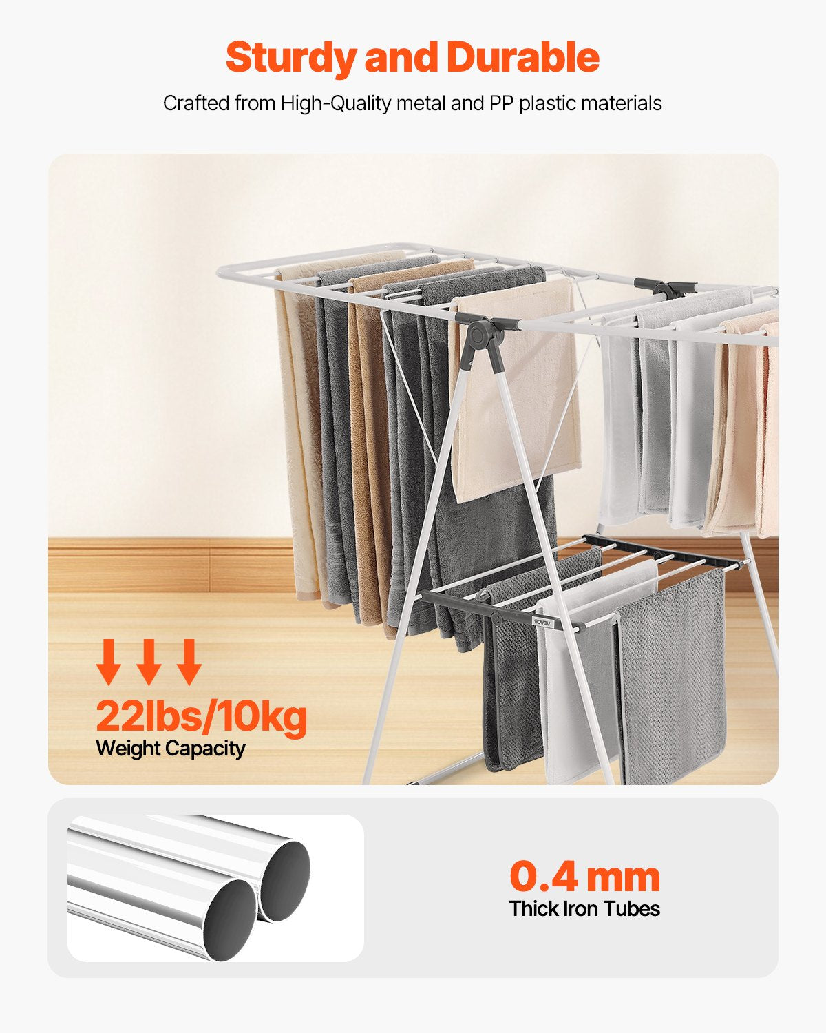 2-Tier Foldable Clothes Drying Rack with Clips