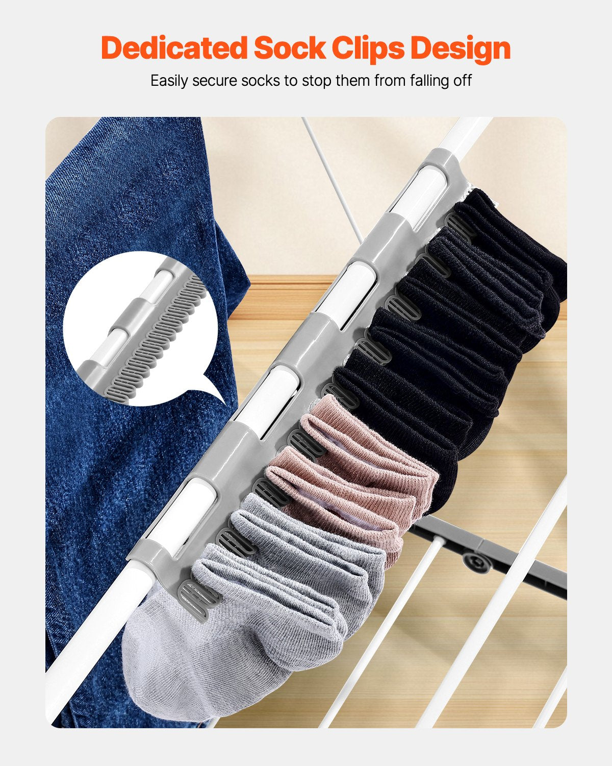 2-Tier Foldable Clothes Drying Rack with Clips