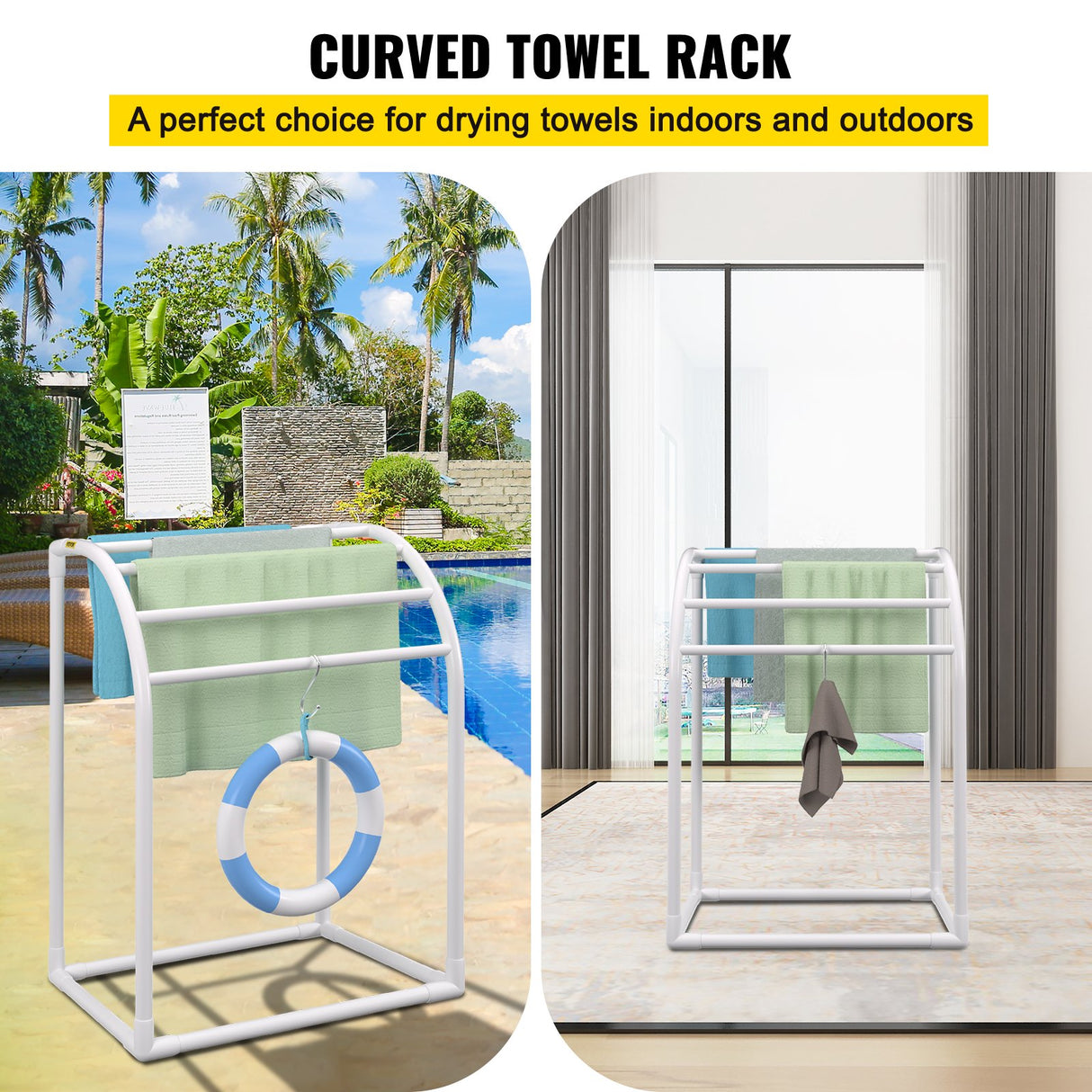 VEVOR Milky White Pool Towel Rack