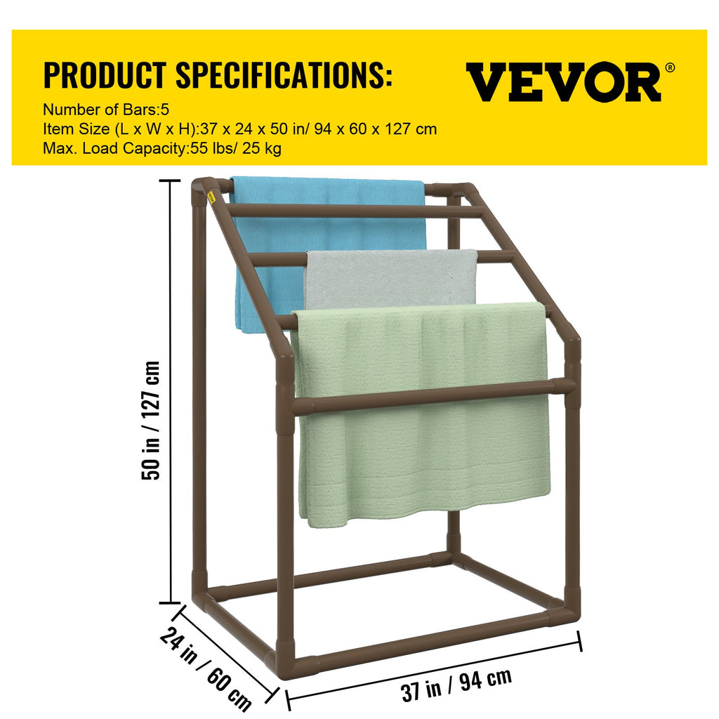 VEVOR 5-Bar Freestanding Pool Towel Rack