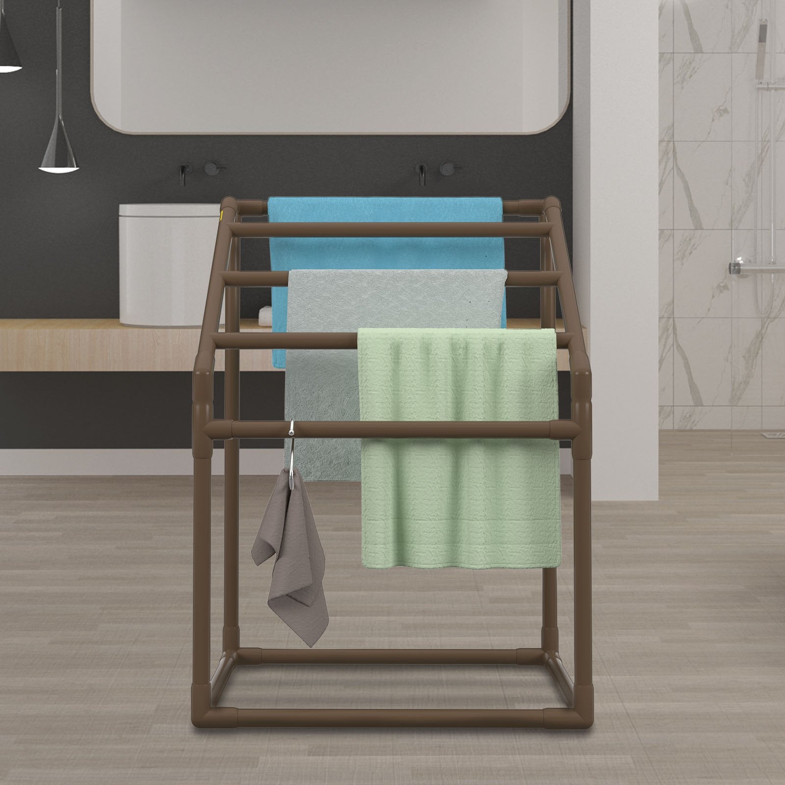 VEVOR 5-Bar Freestanding Pool Towel Rack