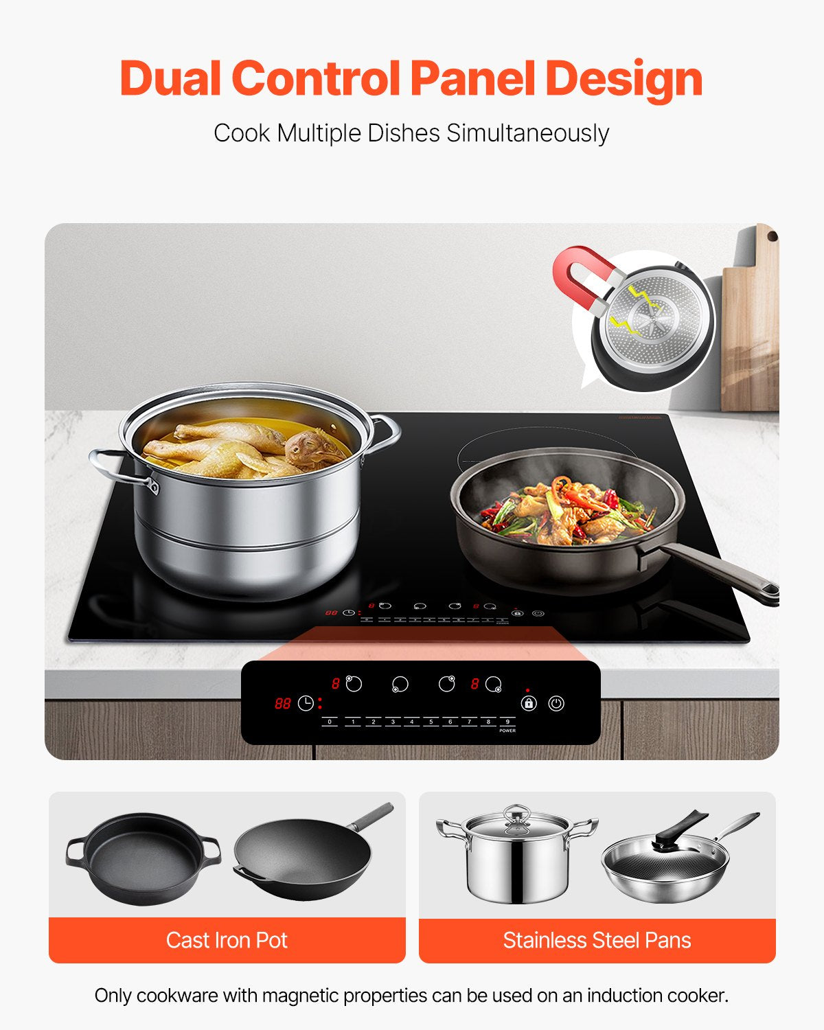 6000W 4 Burner Induction Cooktop with Touch Control