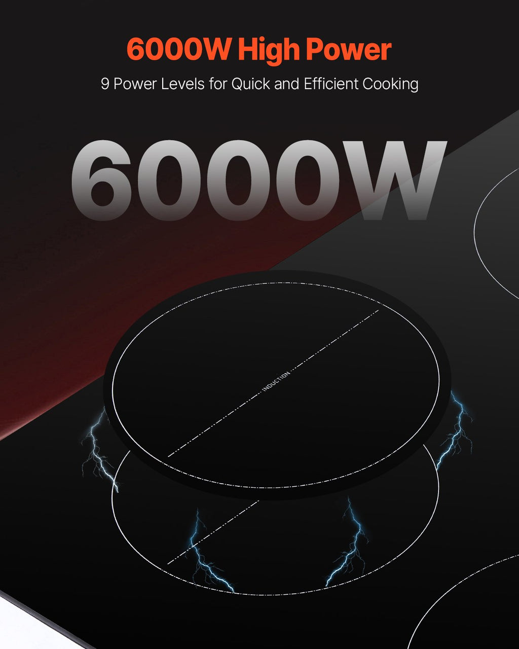 6000W 4 Burner Induction Cooktop with Touch Control