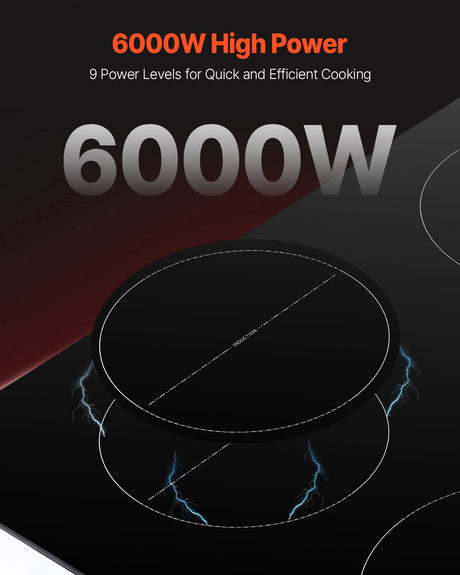 6000W 4 Burner Induction Cooktop with Touch Control