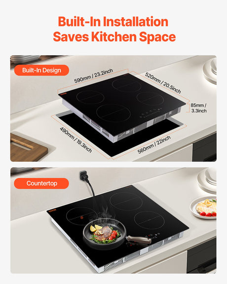 6000W 4 Burner Induction Cooktop with Touch Control