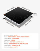 6000W 4 Burner Induction Cooktop with Touch Control