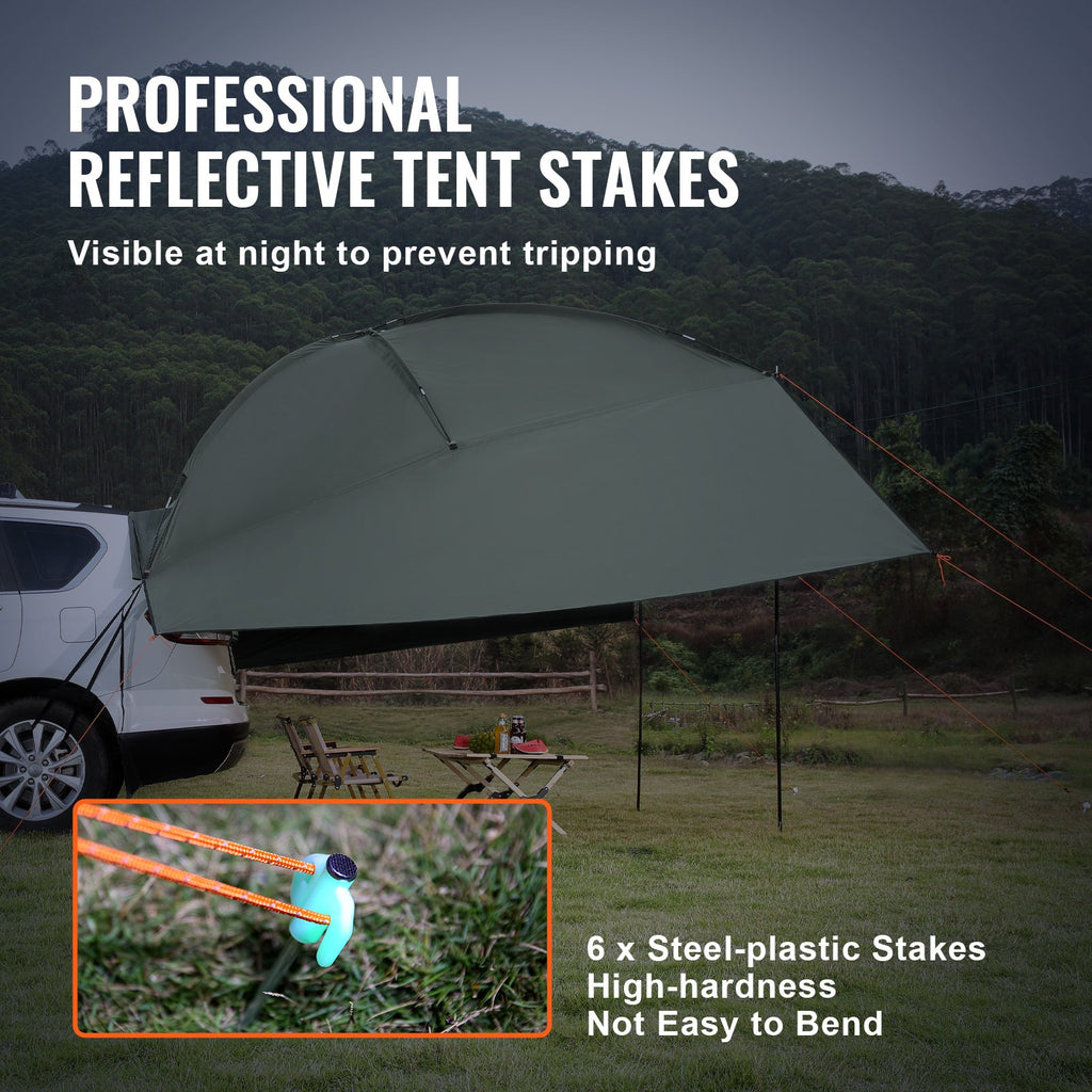 VEVOR Vehicle Awning, Large 10' x 7' Shade Coverage Car Side Awning, PU2000mm UV50+ Car Awning with Extended Side Canopies and Portable Storage Bag, Suitable for Truck, SUV, Van, Campers
