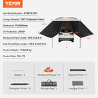 VEVOR Vehicle Awning, Large 10' x 7' Shade Coverage Car Side Awning, PU2000mm UV50+ Car Awning with Extended Side Canopies and Portable Storage Bag, Suitable for Truck, SUV, Van, Campers