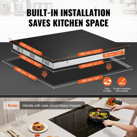 Built-in Electric Radiant Ceramic Cooktop 4 Burners