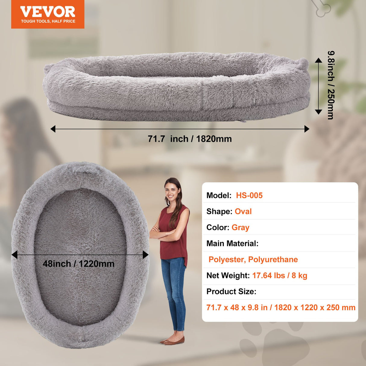VEVOR Cozy Human Dog Bed - Washable & Versatile