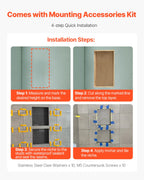 VEVOR Shower Niche 40.6 x 71.1 x 10.2 cm Recessed Wall Shelf for Bathroom