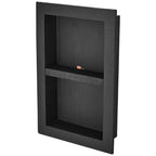 VEVOR Shower Niche Ready for Tile 40.64 x 60.96 cm, 16 x 24 inch Double Shelf Organizer, Square Corners Wall-inserted Niche Recessed, Sealed Protection Modern Soap Storage Niche for Shower Bathroom, Black