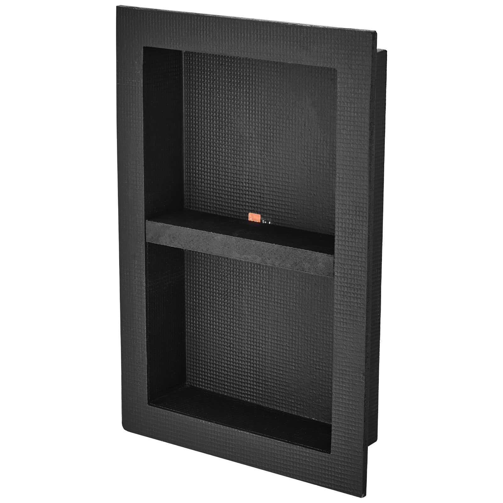 VEVOR Shower Niche Ready for Tile 40.64 x 60.96 cm, 16 x 24 inch Double Shelf Organizer, Square Corners Wall-inserted Niche Recessed, Sealed Protection Modern Soap Storage Niche for Shower Bathroom, Black