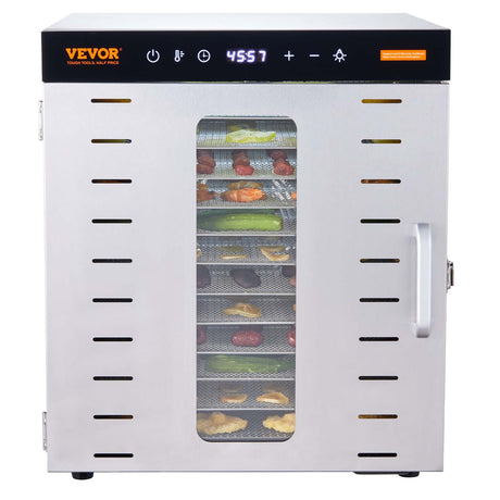 VEVOR 10 Trays Food Dehydrator Machine Stainless Steel 1000W Jerky Fruit Drying