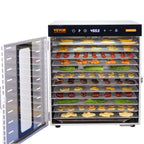 VEVOR 10 Trays Food Dehydrator Machine Stainless Steel 1000W Jerky Fruit Drying