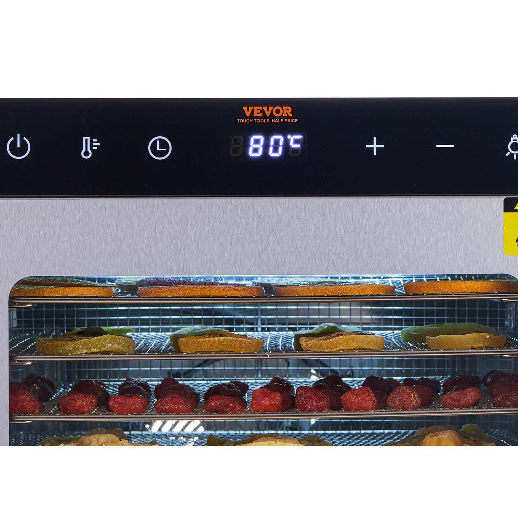 VEVOR 10 Trays Food Dehydrator Machine Stainless Steel 800W Jerky Fruit Drying