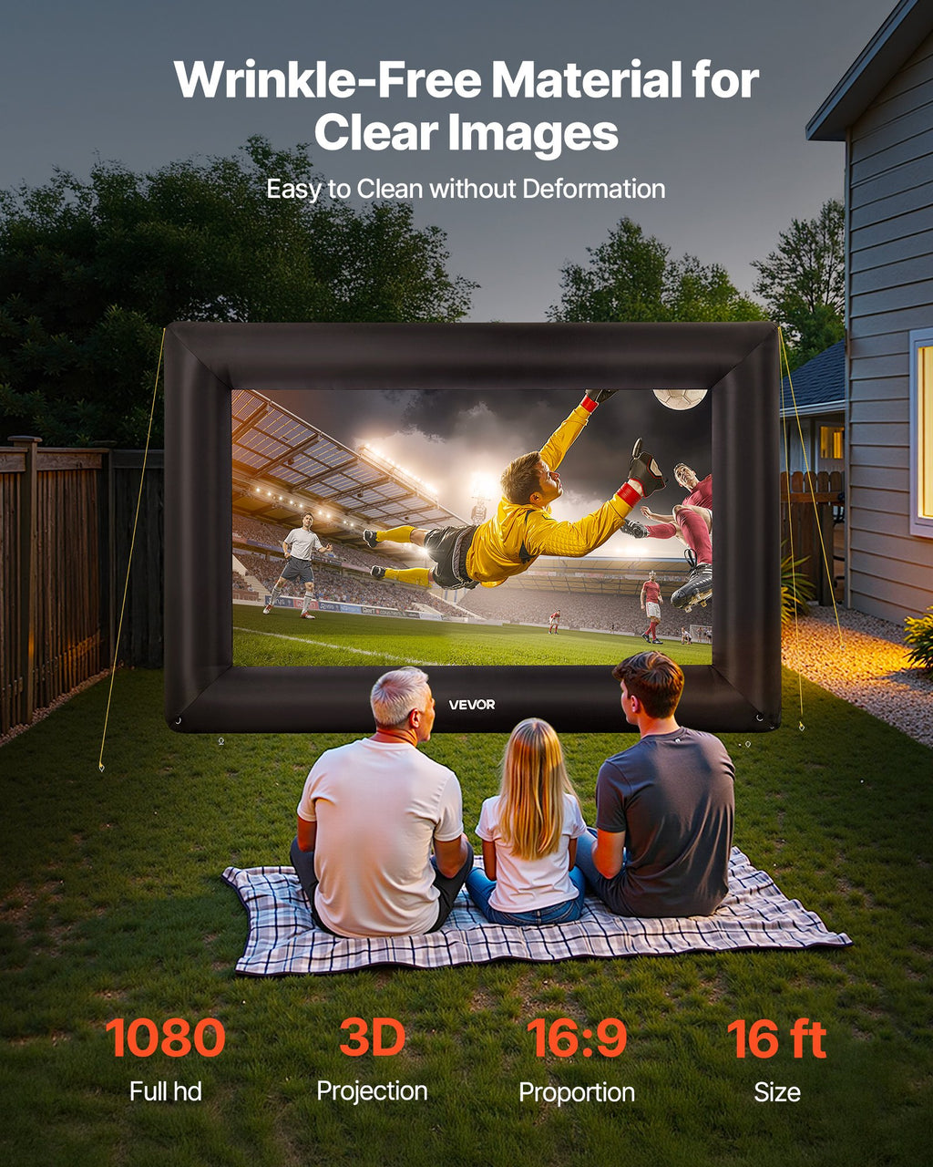 VEVOR 16 ft Inflatable Movie Screen - Portable & Easy Setup